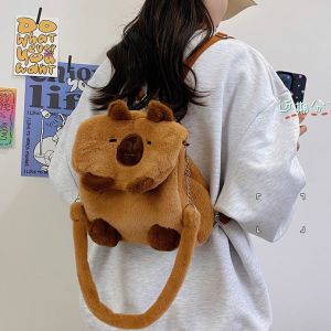 CHPERF Kawaii Capybara Crossbody Bag Cartoon Animal Siamese Cat Cartoon Shoulder Bag Gift Big Eyes Plush Backpack Children
