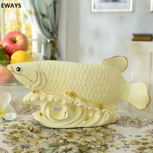 26CM Gốm cá rồng trang trí phong thủy may mắn phong cách Trung Quốc phước lành phòng khách hiển thị quà tặng tân Gia tv phòng khách Tủ trang trí