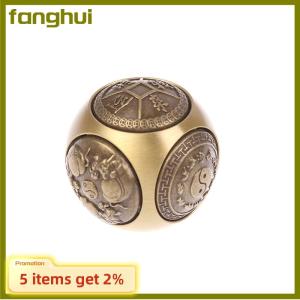 fanghui Six-faced Four Blessing Luck Money Fidget Spinner Brass Stress Cube Decompression Ball Fidget Toys Crafts
