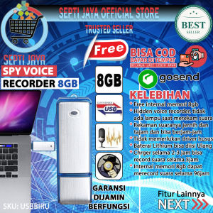 Voice Recorder Memory 8GB Spy USB Flash Drive Blue Biru Alat Pereka Suara Digital