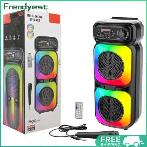 BT Wireless Speaker Support MIC/TF/USB/AUX Karaoke Speaker with LED Lights for Party Outdoor Travel Birthday Gift