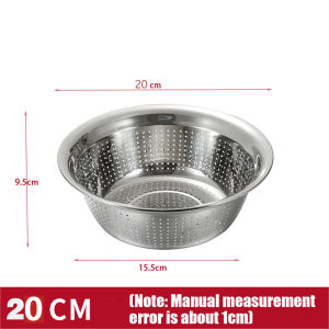 Washing Rice Sieve Stainless Steel Strainer Skimmer Bowl Drain Basin Bakul Penapis Wash Vegetable Fruit Colander Basket