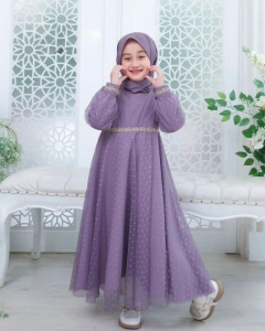 Alyona Couple Moms Kids Bahan Syakila Mix Tille Dot Untuk Anak 7 Sampai 8 Tahun Untuk Ibu LD 110 CM