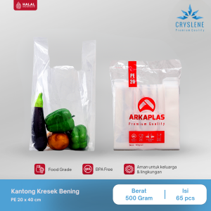CRYSLENE Plastik Kantong kresek PE Bening 20x40 500gr