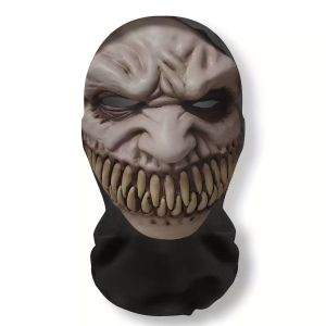 HORAC 2D Flat Printed Full Face Mesh Headgear Washable Breathable Skull Zombie Full Coverage Flexible Halloween Cosplay Carnival
