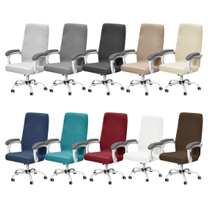 Machine Washable Silver Foxes Velvets Chair Cover Adjustable Stretch Protectors for Modern Office Decoration