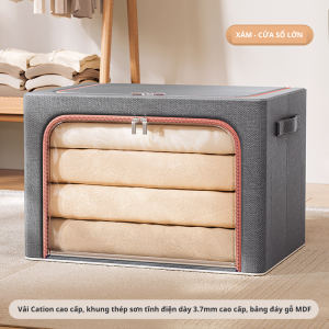 Túi Đựng Quần Áo Khung Thép Cửa Sổ Trước Lớn Vải Cation Cao Cấp Nhiều Dung Tích Gấp Gọn Tiện Lợi TD104