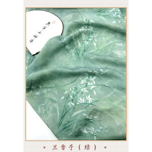 ผ้า Tencel Ramie พิมพ์ลายสไตล์จีนย้อนยุคสำหรับชุดฤดูร้อนแบบบาง DIY ชุดกี่เพ้า Hanfu สำหรับผู้หญิง ขนาด 50x150 ซม.