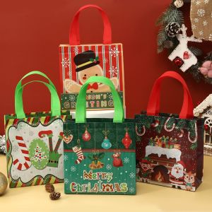 ZEEMIN a4/8pcs คริสต์มาสของขวัญ Santa ไม่ทอกระเป๋าตกแต่งคริสต์มาสสําหรับ Home 2025 Xmas Navidad Noel ของขวัญใหม่ปีบรรจุภัณฑ์กระเป๋า