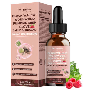 Totaria 20-in-1 Black Walnut & Wormwood Tincture - Premium Herbal Gut Cleanse & Digestive Support - Clove Pumpkin Seed & Garlic Formula