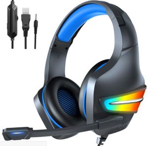 J6 GAMING HEADSET Colorful RGB luminous Microphone computer wire heavy bass Gaming headset