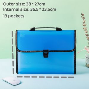 Expanding File Folder Portable Accordion Document Organizer Portfolio Holder Large Capacity Bag 13 Pockets Long 27X38CM