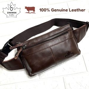 Ready Stock!! ZINIMSK 100% Cow Leather Business Men Waist Bag Pouch Bag Chest Bag ZZNICK