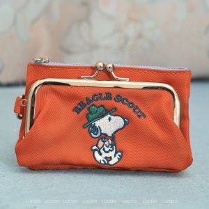 Phong cách Nhật bản hoạt hình snoopy thêu Nụ Hôn Khóa Ví đựng xu dễ thương Clip tài liệu thẻ dây kéo lưu trữ Pouch cho ngắn đi chơi