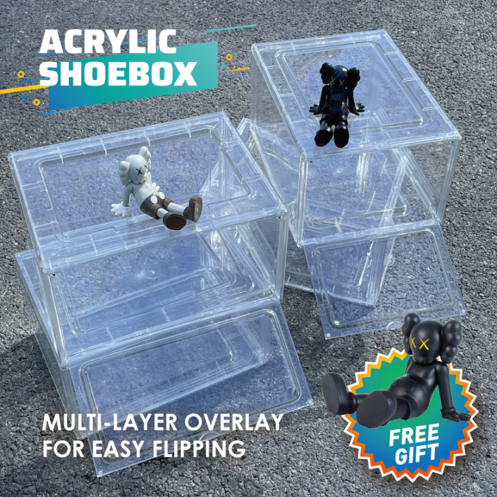 Acrylic shoe storage box clear foldable shoe rack organizer shoe box