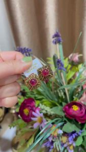 💥ต่างหูพลอยแท้ทับทิมแท้ ดีไซน์งานขึ้นมือ อัญมณีประดับราศี สินค้าเป็นของแท้มีใบรับประกันดูแลการใช้งาน AUFU STORE