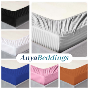 HOTEL QUALITY 3N1  PLAIN COLORS  STRIPE BEDSHEET WITH TWO PILLOWCASES - CANADIAN COTTON