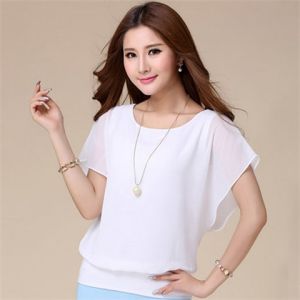 221women chiffon blouse plus size 5XL 2025 summer new fashion banging sleeve t shirt Korean style loose round neck short sleeve tops for women