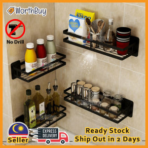 Worthbuy Black Color Stainless Steel Kitchen Seasoning Spice Rack Wall Mounted Condiment Organizer