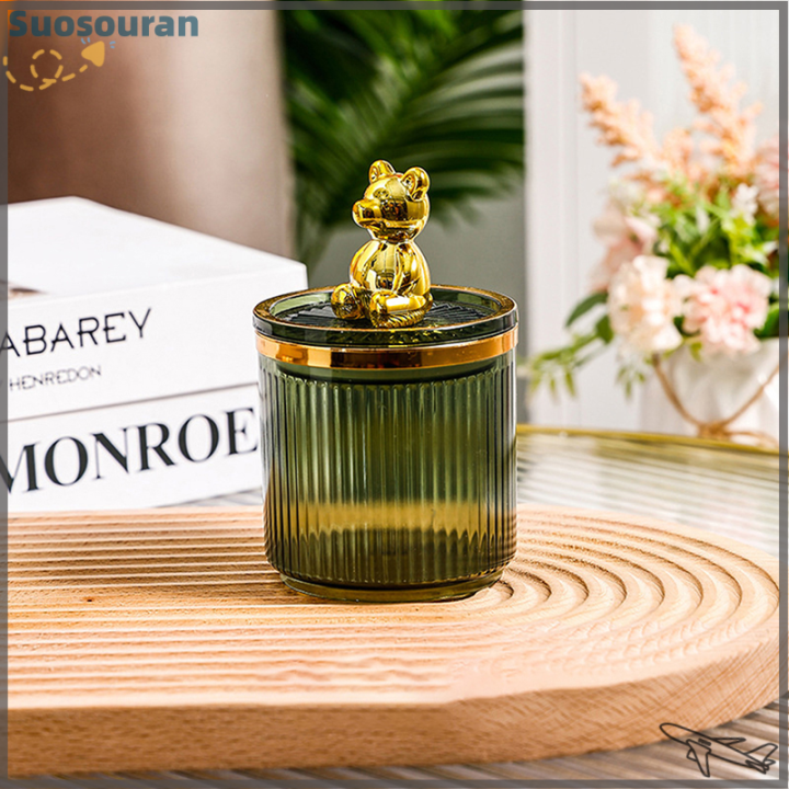 【suosouran】🔥🔥 Cute Bear Cotton Pad Holder Cotton Swab Rod Storage Box