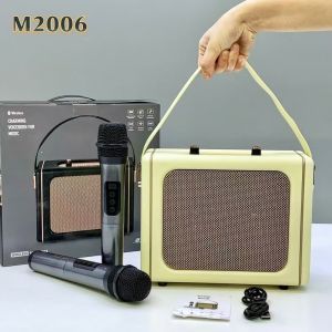ลำโพงบลูทูธไร้สาย รุ่นM2006 ฟรีไมค์ลอย2ตัว รองรับAUX TF USB มีสายหิ้วพกพาง่าย เสียงเบสแน่น ปรับเอฟเฟคไมค์ได้ ส่งจากกทม