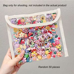 50/100/200PCS Korean Children Cute Fruit Mini Hair Clips Set Elastic Rubber band Accessories for Girls