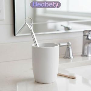 Heabety  1 Pcs Reusable Stainless Steel Useful Tongue Scraper Cleaner Fresh Breath Cleaning Coated Tongue Oral Hygiene Care Tools