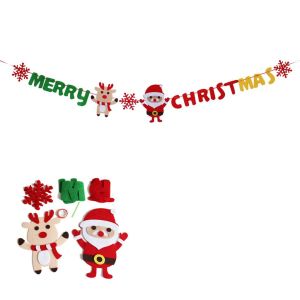 STKE Cute DIY New Year Gifts Felt Non-woven Fabric Xmas Ornaments Christmas Decoration Christmas Pull Flag Party Supplies Hanging Banner