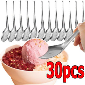 30pcs Stainless Steel Silver Soup Spoon / Dinner Dessert Spoons Tableware / Deep Polished Mirror Dinner Spoon Kitchen Utensils Cutlery