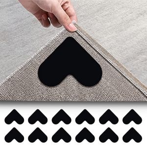 4/8/12pcs Rug Grippers Pads Dual Sided Non Slip Carpet Stickers Adhesive Rug Pad Gripper Keep Corners Flat For Wood FloorArea Rugs Anti Slip Rug Tape Hardwood Floor