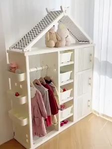 Storage Clothes Cabinet Childrens Home Visible Childrens Multi-layer Small Wardrobe