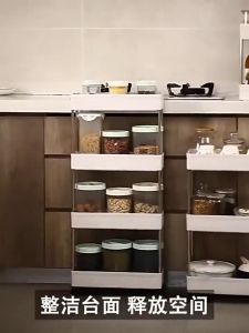 BHQ 3/4 Tier Gap Stroage Rack Movable Narrow Shelf Kitchen Storage Trolley Rack with Wheels Rak Buku