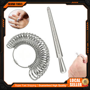 2‑Pcs Silver Metal Ring Sizer Set US Size Finger Sizing Measuring Stick Ring Mandrel Jewelry Making Measurement Tool