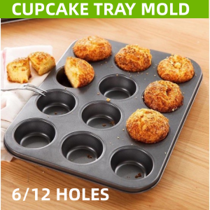 Cup cake Muffin Molder Pan 3oz 6 12 Holes Cupcake Molder Non-Stick Carbon Steel Oven-Safe Baking Pan Tray
