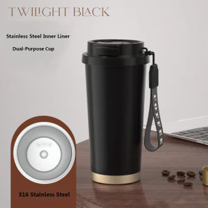 Gift 316 Stainless Steel Coffee Cup High-Value Portable Insulation Coffee Cup Ceramic Double-Drink Straw Car Cup Drinkware Flask