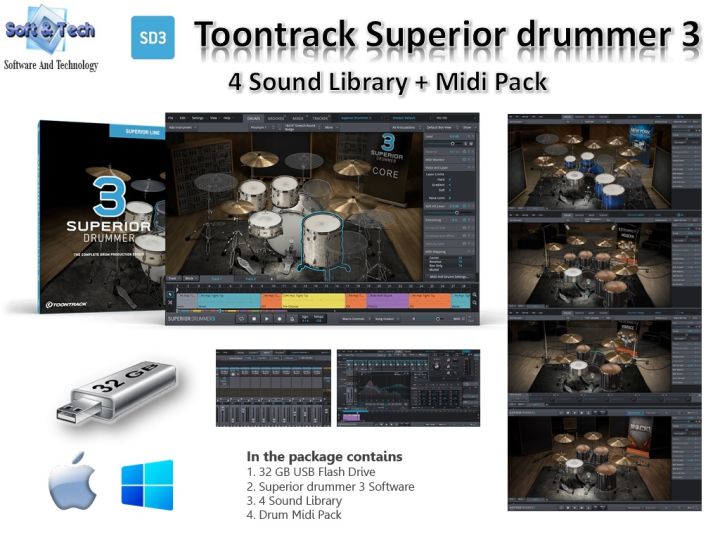 Toontrack Superior Drummer 3 + 4 Sound library + Midi Pack Lazada.co.th