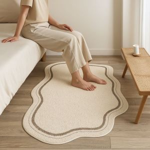 UMBRAULI Soft Bedroom Rug Minimalist Cream Style Bedside Carpet Coffee Table Pad Absorbent Irregular Carpet Bedroom