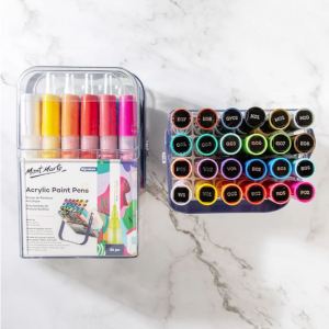 Mont Marte Acrylic Paint Pens Broad Tip in Case 24/48pc/Wide Chisel Tip 4pc