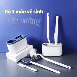 Bộ 3 Cọ Nhà Vệ Sinh Bồn Cầu Bằng Silicon Cao Cấp Cọ Chà Toilet Kèm Khay Dán Tường Tiện Lợi