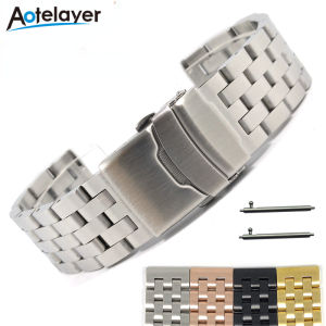 Aotelayer 18 20 22 24mm Quick Release Solid Stainless Steel Luxury Watch Band for Seiko Samsung Galaxy Watch 4 46mm Gear S3 Wristband Loop for Huawei GT2 Pro