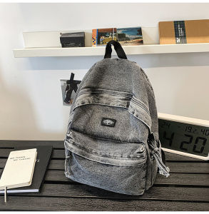 2026 New casual college-style shoulder bag for couples fashionable college student backpack denim simple lightweight backpack