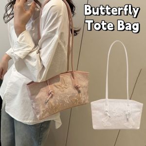 MOIRA การเดินทาง กระเป๋าโท้ตผีเสื้อ แบบเกาหลี วายทูเค กระเป๋าสะพาย ย้อนยุค แจ็คการ์ด กระเป๋าถือหนัง PU กลางแจ้ง