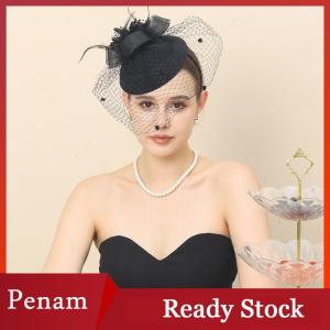 [PAM] Feather Veil Headband With Lace Flower Women Elegant Hat Headwear HairpinsFascinating Wedding Party Hair Clip