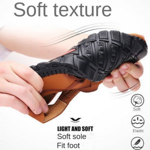 Mens Breathable Sandals Cave Shoes Casual Shoes Cowhide Antislip Hollowing Sandals