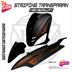 STRIPING VARIASI TRANSPARAN YAMAHA MIO SPORTY SIMPEL STICKER CUSTOM MOTIF  API 14