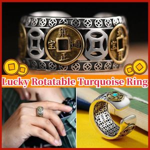 Lucky Ring Money Catcher Ring Lucky Charm Coin Charm Ring Stainless Steel Adjustable Open End Ring Jewelry Gift