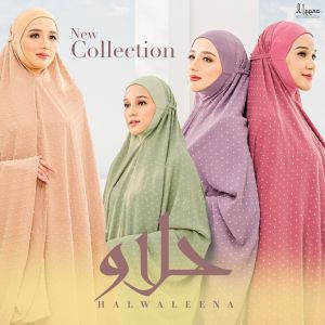 Telekung Aleena HALWALEENA in Dusty Pink + Free Box + Scrunchies