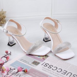 Giày sandal cao gót vuông 7p quai bản full đá quai vòng cổ chân xoàn SD61