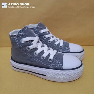 Sepatu Anak Hitam Sneakers Convrese Canvas Premium - Sepatu Tali Anak Laki Laki