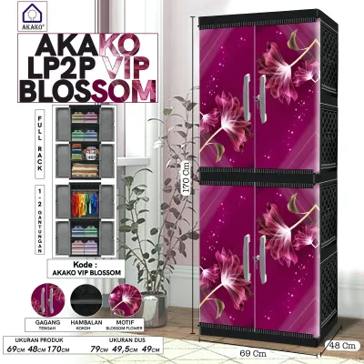 AKAKO LEMARI PAKAIAN PLASTIK DRAWER 4 SUSUN JUMBO VIP KUNCI KACA